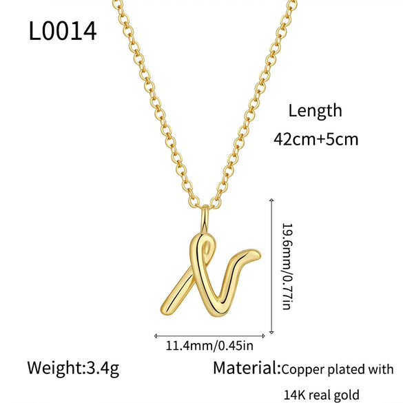 Jewelry Copper Plated With Real Gold Letters Numbers Text Irregular Style Necklace For Women