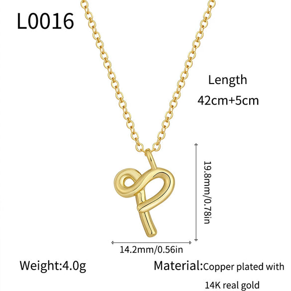 Jewelry Copper Plated With Real Gold Letters Numbers Text Irregular Style Necklace For Women