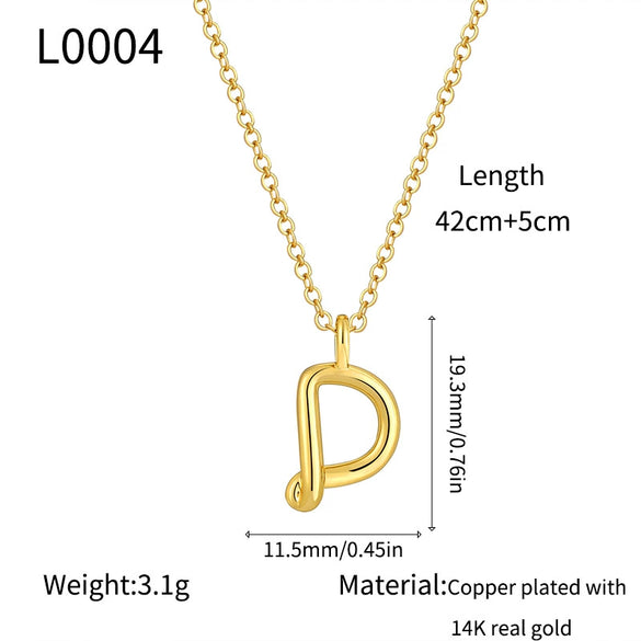 Jewelry Copper Plated With Real Gold Letters Numbers Text Irregular Style Necklace For Women