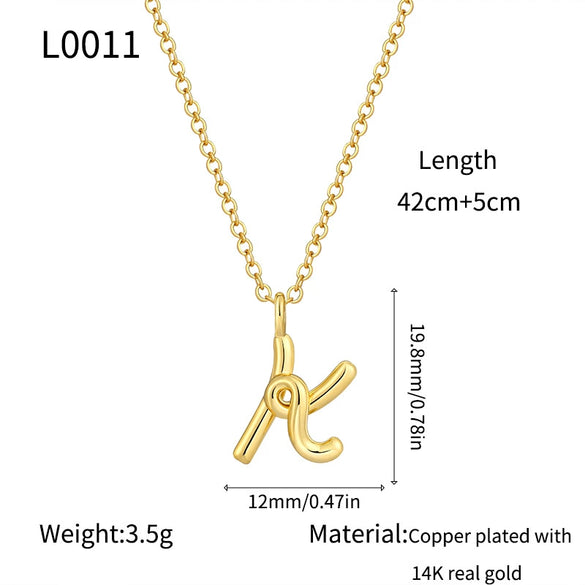Jewelry Copper Plated With Real Gold Letters Numbers Text Irregular Style Necklace For Women