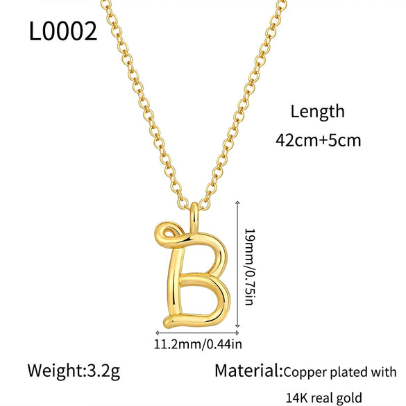 Jewelry Copper Plated With Real Gold Letters Numbers Text Irregular Style Necklace For Women
