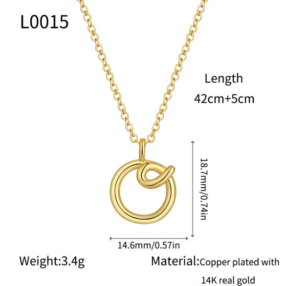 Jewelry Copper Plated With Real Gold Letters Numbers Text Irregular Style Necklace For Women