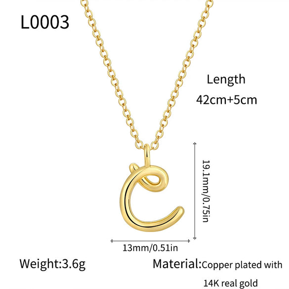 Jewelry Copper Plated With Real Gold Letters Numbers Text Irregular Style Necklace For Women