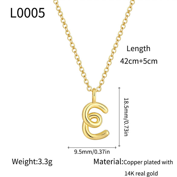 Jewelry Copper Plated With Real Gold Letters Numbers Text Irregular Style Necklace For Women