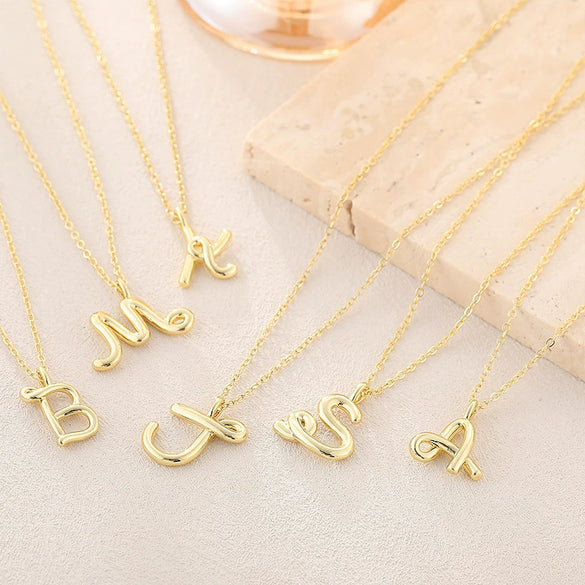 Jewelry Copper Plated With Real Gold Letters Numbers Text Irregular Style Necklace For Women