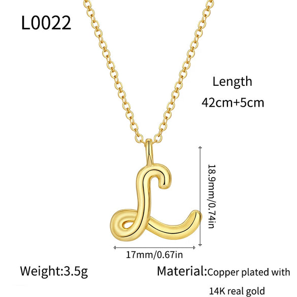 Jewelry Copper Plated With Real Gold Letters Numbers Text Irregular Style Necklace For Women