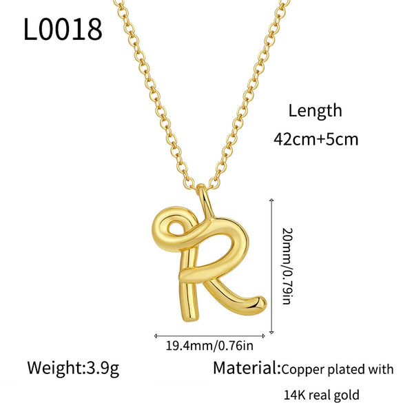 Jewelry Copper Plated With Real Gold Letters Numbers Text Irregular Style Necklace For Women
