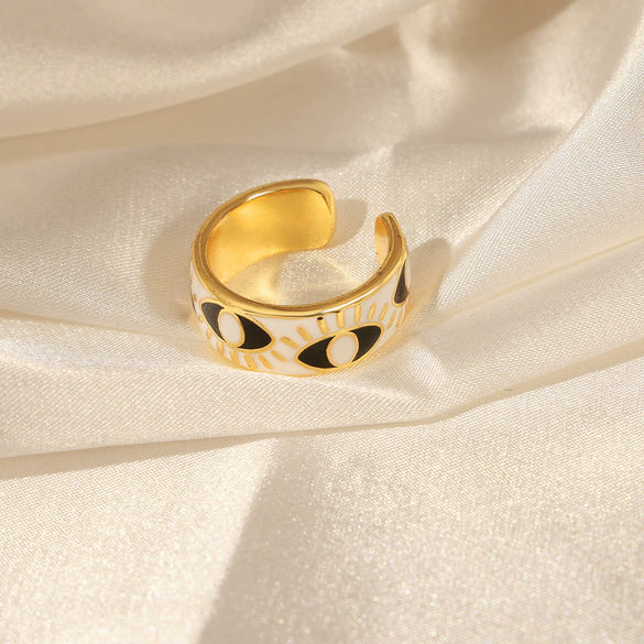 Jewelry Copper Retro Geometric Dripping Oil Open Ring