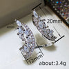 Jewelry Copper Ring Earrings With Feather And Plant Flowers Pattern And Zircon Design For Women