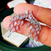 Jewelry Copper Ring Earrings With Feather And Plant Flowers Pattern And Zircon Design For Women