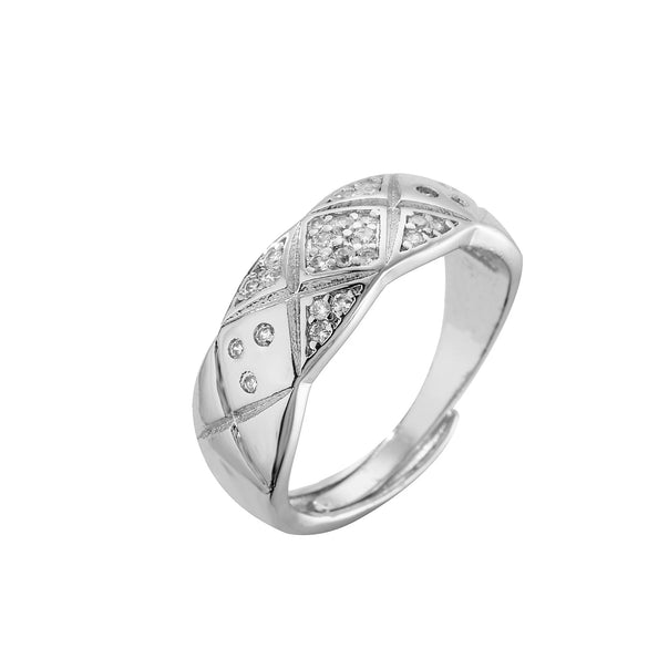 Jewelry Copper Ring Fragrant Style Geometric Pattern Microinlaid Zircon Electroplating For Men And Women Couple Ring