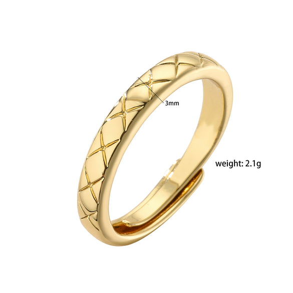 Jewelry Copper Ring Fragrant Style Geometric Pattern Microinlaid Zircon Electroplating For Men And Women Couple Ring