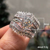 Jewelry Copper Ring Set With Geometric Pattern And Zircon For Couple