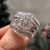 Jewelry Copper Ring Set With Geometric Pattern And Zircon For Couple