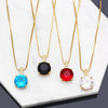 Jewelry Copper Round Zircon Geometric Minimalist Pendant Necklace With Box Chain