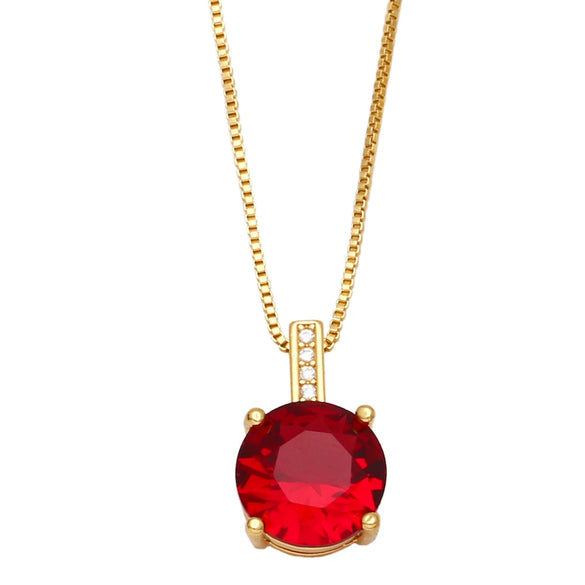 Jewelry Copper Round Zircon Geometric Minimalist Pendant Necklace With Box Chain