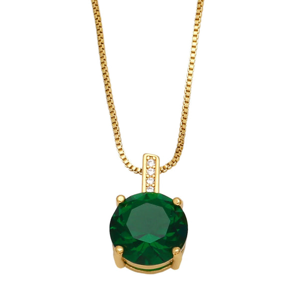 Jewelry Copper Round Zircon Geometric Minimalist Pendant Necklace With Box Chain