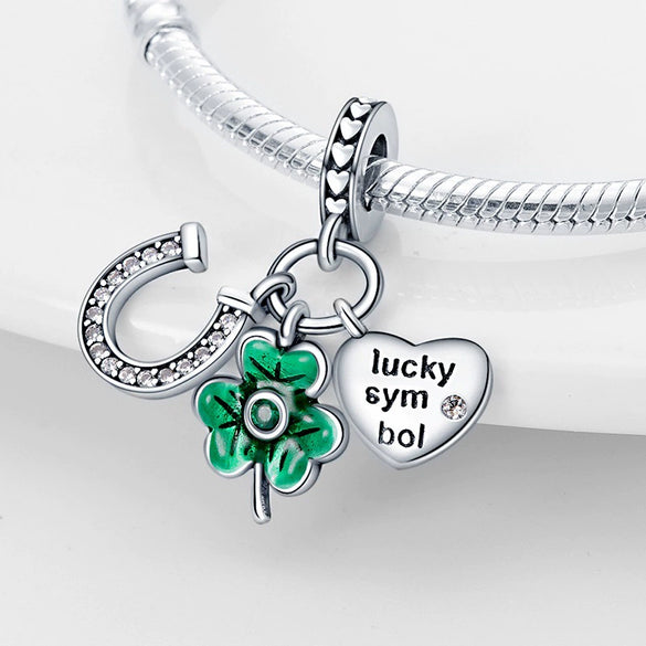 Jewelry Copper Silver Plated Ushaped Horseshoe Fourleaf Clover Ing Tree Dripping Oil Pendant