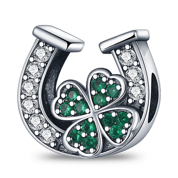 Jewelry Copper Silver Plated Ushaped Horseshoe Fourleaf Clover Ing Tree Dripping Oil Pendant