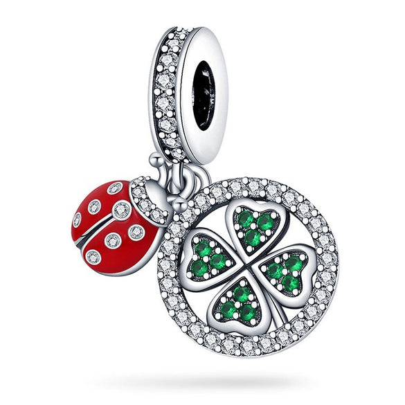 Jewelry Copper Silver Plated Ushaped Horseshoe Fourleaf Clover Ing Tree Dripping Oil Pendant