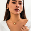 Jewelry Copper Snake Bone Chain Geometric Bead Necklace Women's Punk Style Electroplated