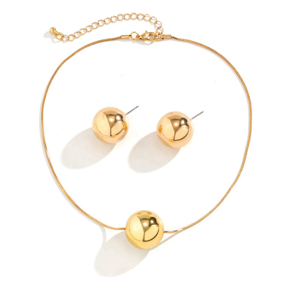 Jewelry Copper Snake Bone Chain Geometric Bead Necklace Women's Punk Style Electroplated