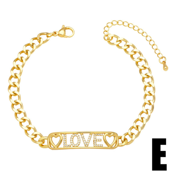 Jewelry Copper Star Heart Bracelet With Zircon For Women Cold Style Simple