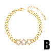 Jewelry Copper Star Heart Bracelet With Zircon For Women Cold Style Simple