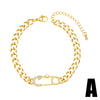 Jewelry Copper Star Heart Bracelet With Zircon For Women Cold Style Simple