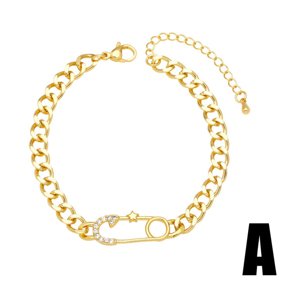 Jewelry Copper Star Heart Bracelet With Zircon For Women Cold Style Simple