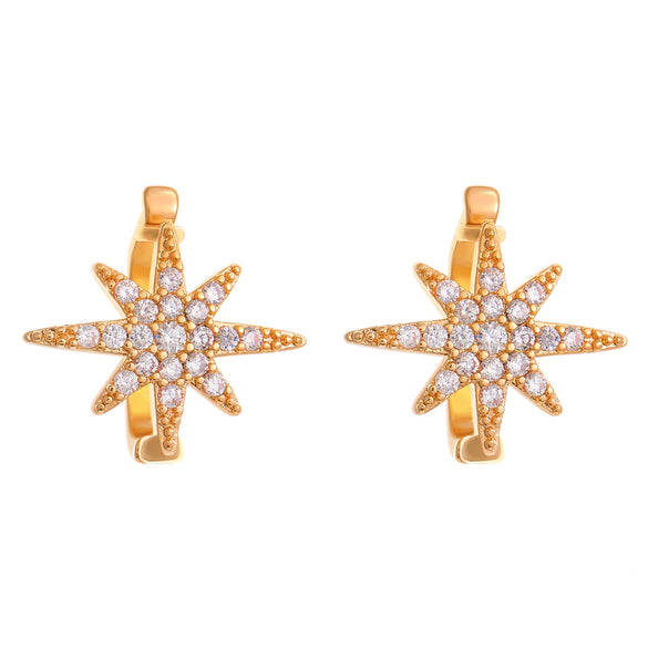 Jewelry Copper Star Shaped Headphone Clip Earrings With Zirconia Fashion Minimalist Design