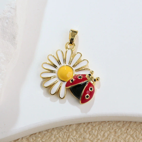 Jewelry Copper Sunflower Daisy Insect Pendant Electroplating