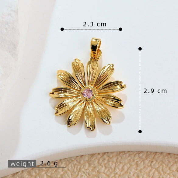 Jewelry Copper Sunflower Daisy Insect Pendant Electroplating