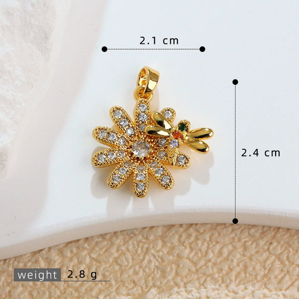Jewelry Copper Sunflower Daisy Insect Pendant Electroplating