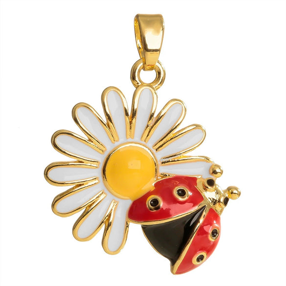 Jewelry Copper Sunflower Daisy Insect Pendant Electroplating