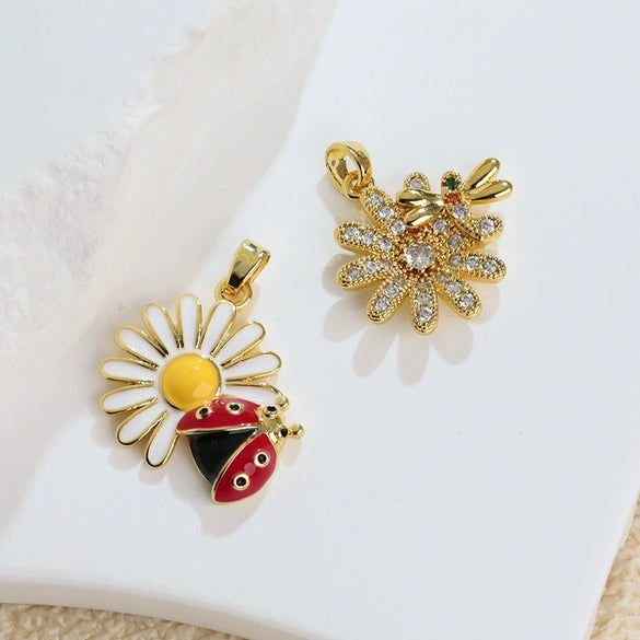 Jewelry Copper Sunflower Daisy Insect Pendant Electroplating