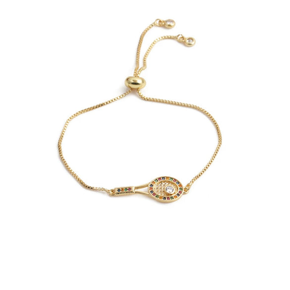 Jewelry Copper Tennis Racket Microinlaid Zircon Handmade Adjustable Bracelet Unisex