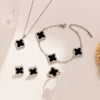 Jewelry Copper Titanium Steel Fourleaf Clover Plants And Flowers Electroplating Women's Fourpiece Set