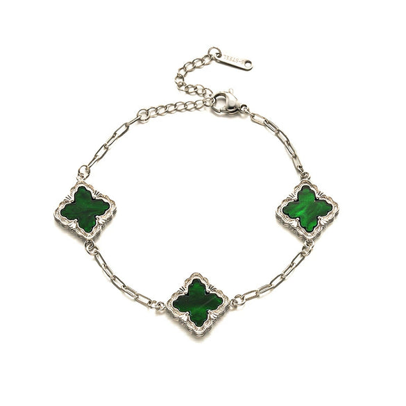 Jewelry Copper Titanium Steel Fourleaf Clover Plants And Flowers Electroplating Women's Fourpiece Set