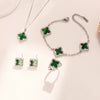 Jewelry Copper Titanium Steel Fourleaf Clover Plants And Flowers Electroplating Women's Fourpiece Set