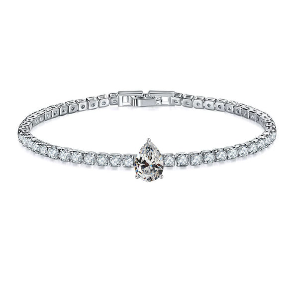 Jewelry Copper Water Drop Shape Microinlaid Zirconia Bracelet