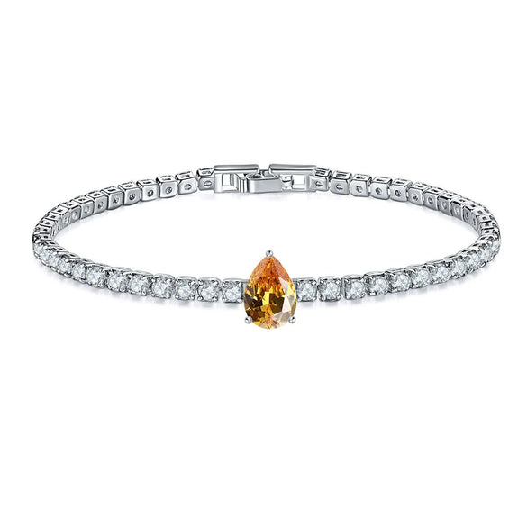 Jewelry Copper Water Drop Shape Microinlaid Zirconia Bracelet
