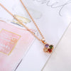 Jewelry Copper Zircon Four Leaf Clover O Chain Necklace For Women