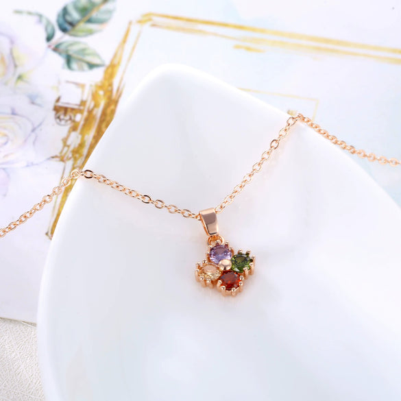 Jewelry Copper Zircon Four Leaf Clover O Chain Necklace For Women