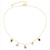 Jewelry Copper Zircon Fruit Pattern Cross Chain Necklace For Women Set With Precious Stones