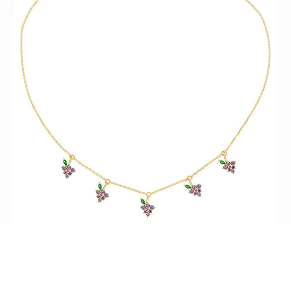 Jewelry Copper Zircon Fruit Pattern Cross Chain Necklace For Women Set With Precious Stones