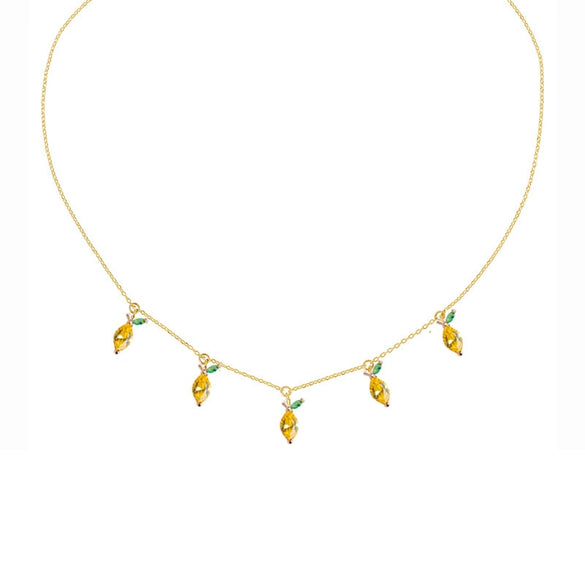 Jewelry Copper Zircon Fruit Pattern Cross Chain Necklace For Women Set With Precious Stones