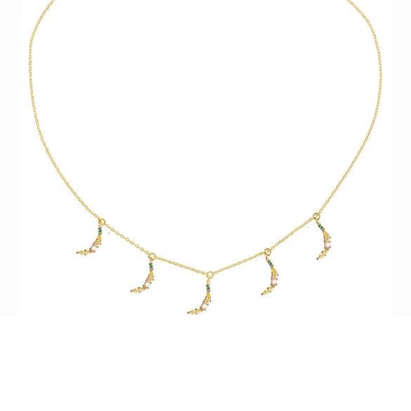 Jewelry Copper Zircon Fruit Pattern Cross Chain Necklace For Women Set With Precious Stones