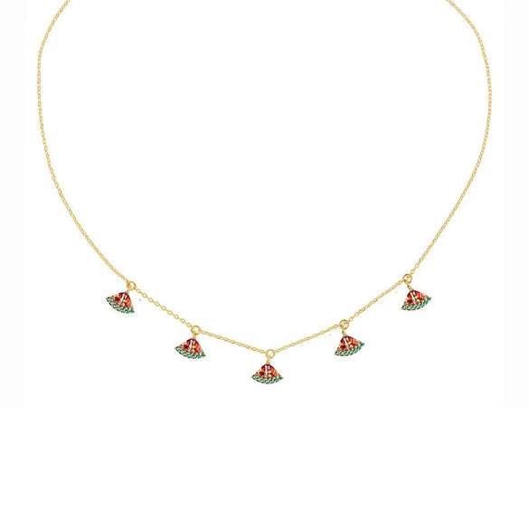 Jewelry Copper Zircon Fruit Pattern Cross Chain Necklace For Women Set With Precious Stones