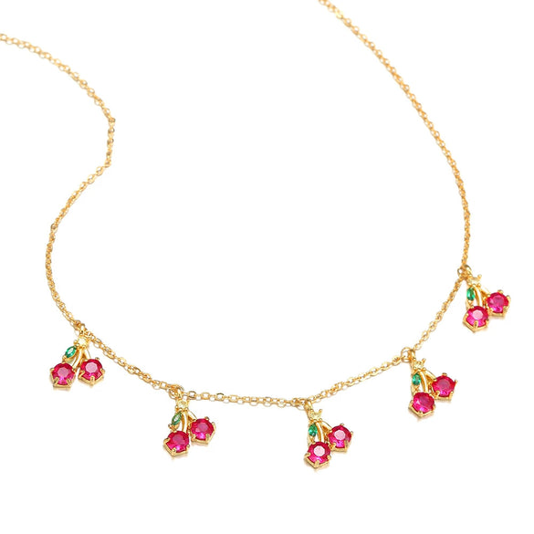 Jewelry Copper Zircon Fruit Pattern Cross Chain Necklace For Women Set With Precious Stones